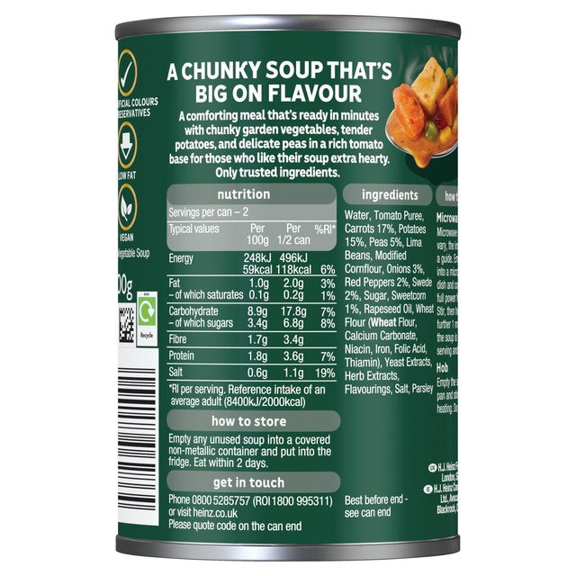 Heinz chunky vegetable soup 400g, imported from the UK