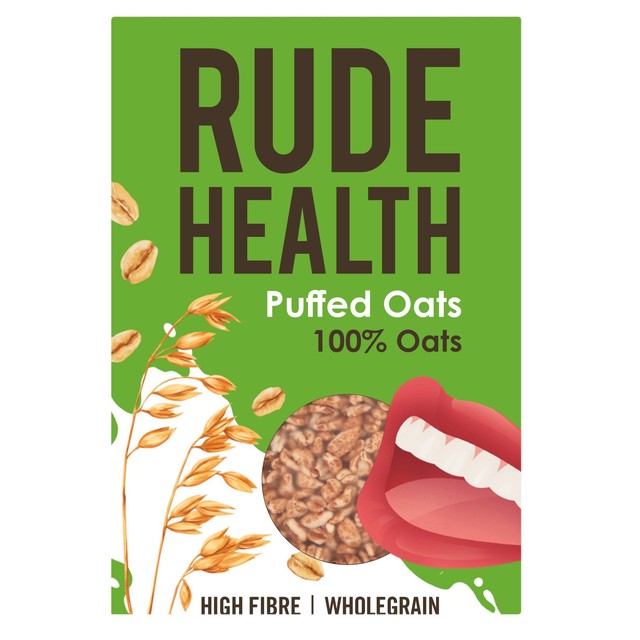 Rude Health Puffed Oats 175g bag, imported from the UK.
