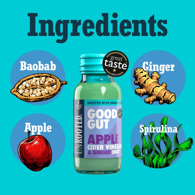 Unrooted apple cider vinegar ginger baobab health shot 60ml (British brand)