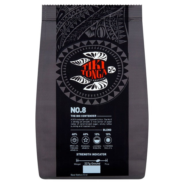 Tiki Tonga Blend No.8 The Big Contender ground coffee 227g (British brand)
