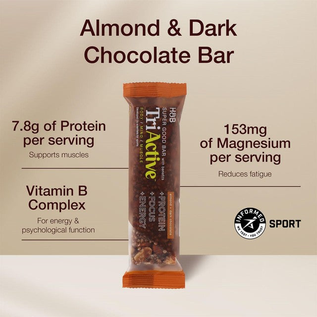 Holland & Barrett TriActive Super Good Bar almond and dark chocolate 50g (British brand)