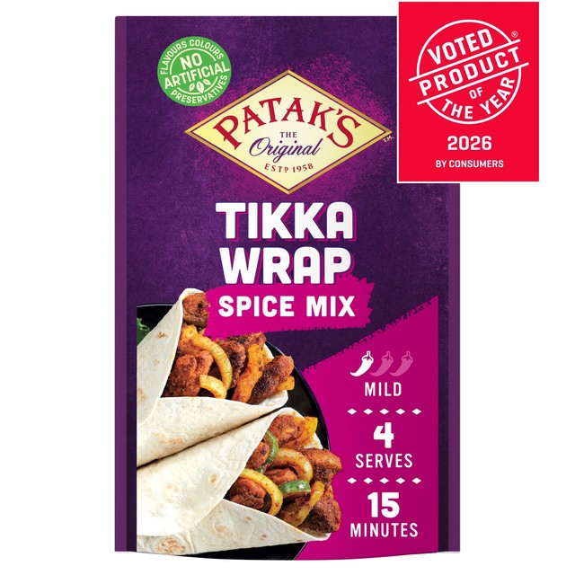 Pataks tikka wrap spice mix jar, imported from the UK