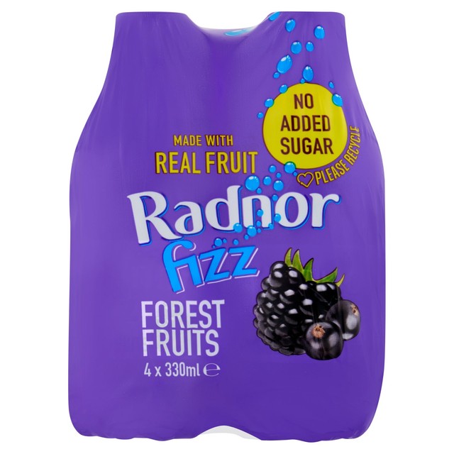 Radnor Fizz Forest Fruits flavoured sparkling soft drink 4 x 330ml, imported from the UK