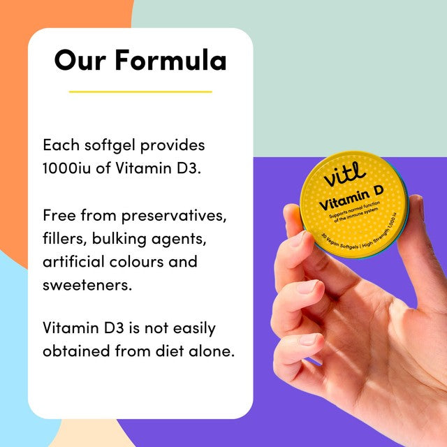 VITL vitamin D vegan soft gel capsules 30 capsules (British brand)