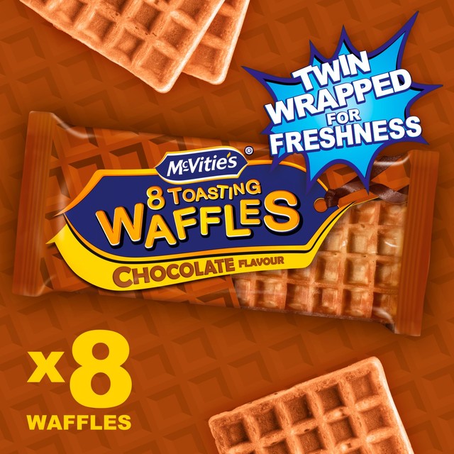 McVitie's chocolate flavour toasting waffles 8 x 28g multipack, imported from the UK