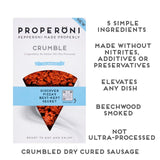 Properoni Classic Pepperoni Crumble 80g, imported from the UK