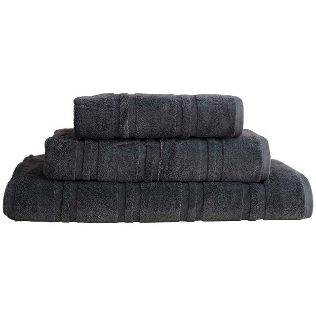 M&S Egyptian cotton striped bath towel in charcoal, imported from the UK