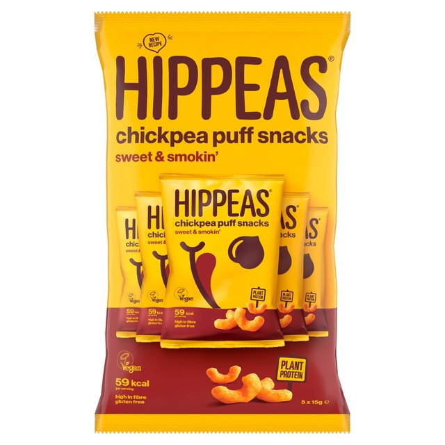 Hippeas chickpea puffs Sweet & Smokin' 5-pack, UK version