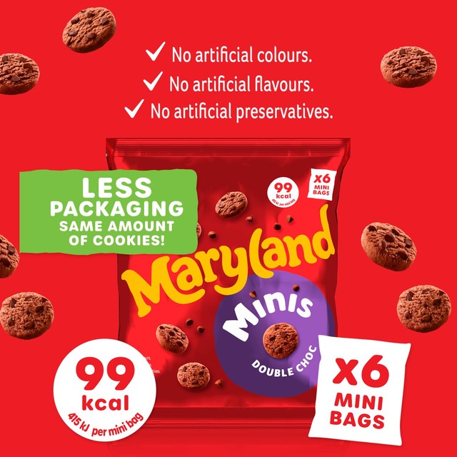 Maryland double chocolate mini cookies 118.8g multipack, imported from the UK