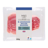 M&S unsmoked bacon rashers 200g, imported from the UK