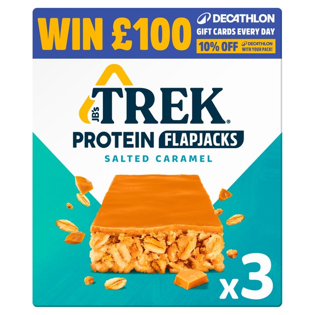 Trek salted caramel protein flapjack bars 3 x 50g (British brand)