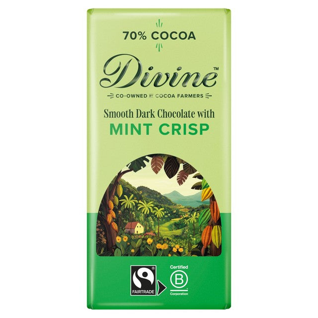 Divine dark chocolate with mint crisp 90g - British product