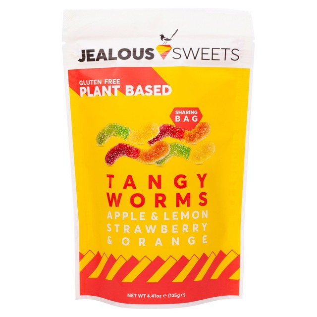Jealous Sweets Tangy Worms vegan gummy sweets 125g, UK version