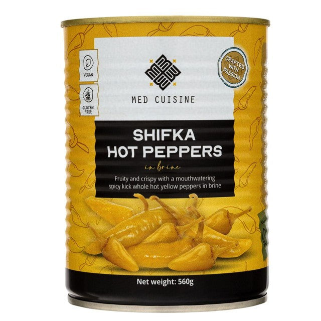 Med Cuisine Shifka hot yellow peppers 560g, imported from the UK