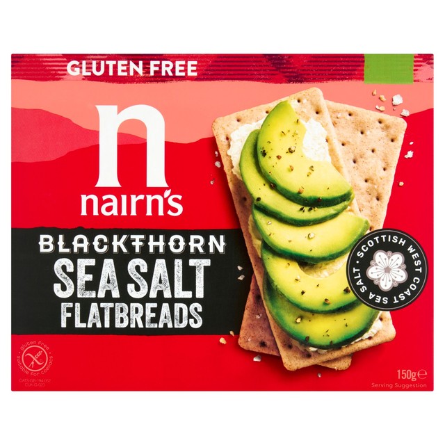 Nairn's gluten free flatbreads with Blackthorn sea salt, imported from the UK