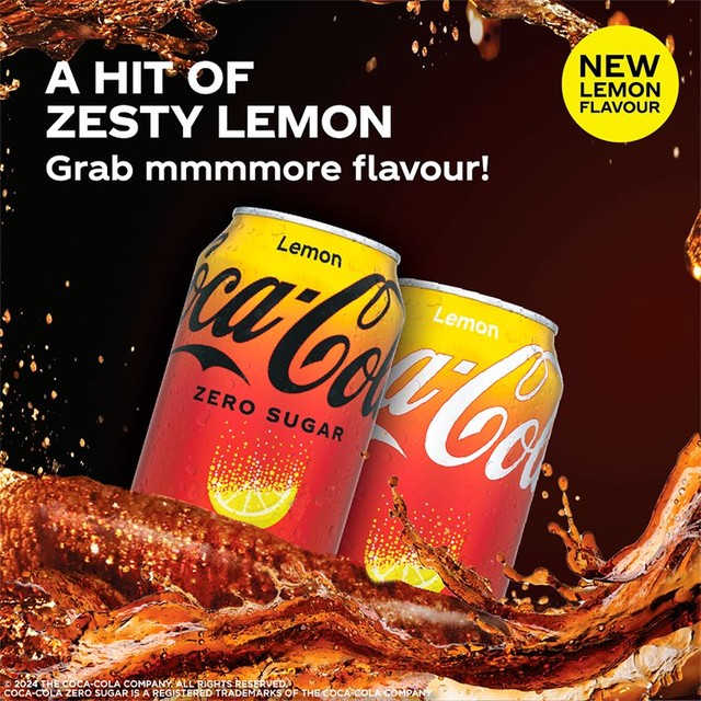 Coca-Cola lemon sparkling soft drink 330ml can - British product