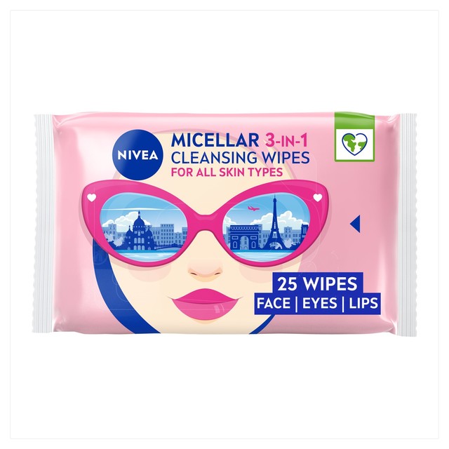 Nivea Biodegradable Micellar Cleansing Face Wipes 25 Pack, imported from the UK