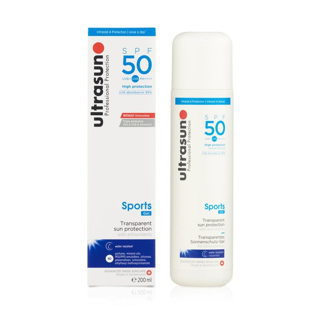 Ultrasun SPF 50 sports gel sunscreen 200ml (British brand)
