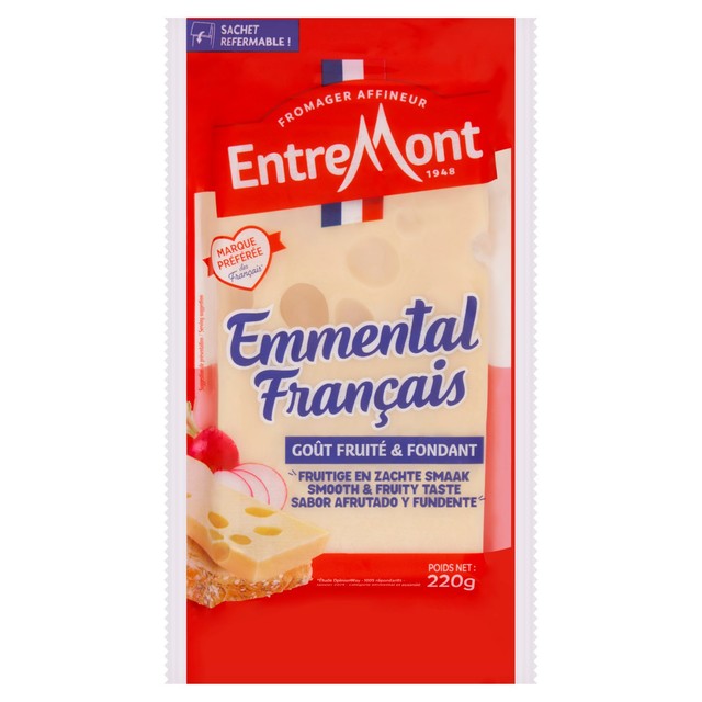 Entremont French Emmental cheese block 220g - British product