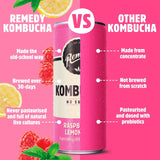 Remedy Kombucha Raspberry Lemonade 4 x 330ml, imported from the UK