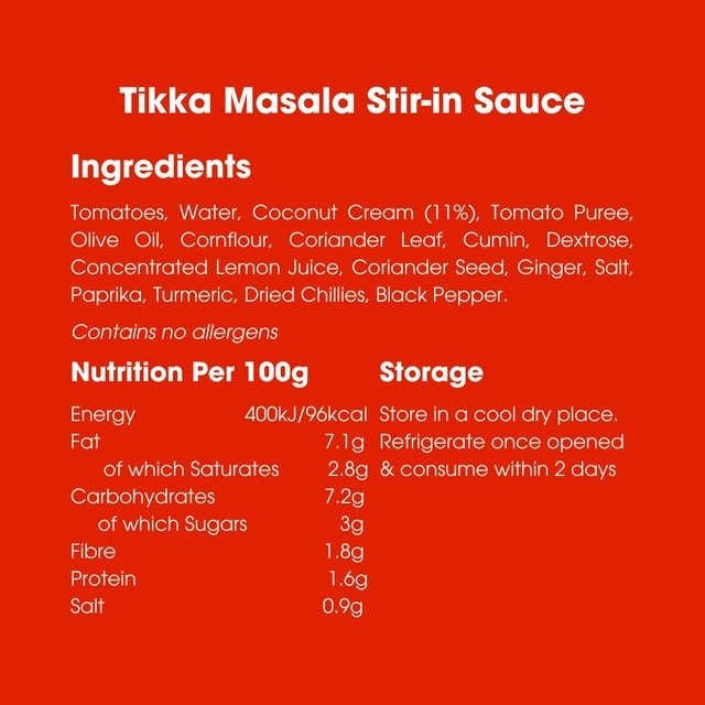 Bay's Kitchen Tikka Masala Low FODMAP stir-in sauce 260g - British product