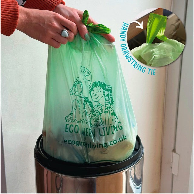 Eco Green Living drawstring compostable bin bags 40L - British product
