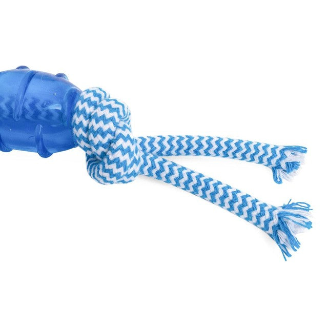 Petface Tripod rubber and rope chew toy for puppies, UK version
