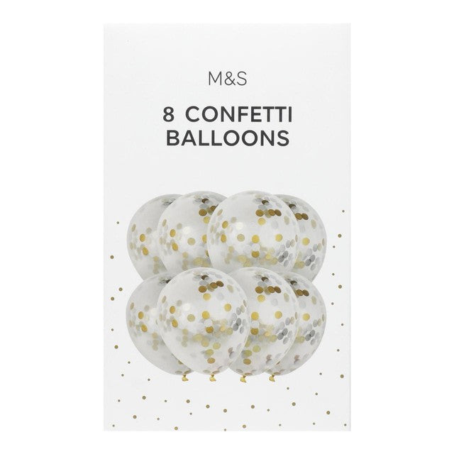 M&S gold silver confetti balloons 12 inch, imported from the UK