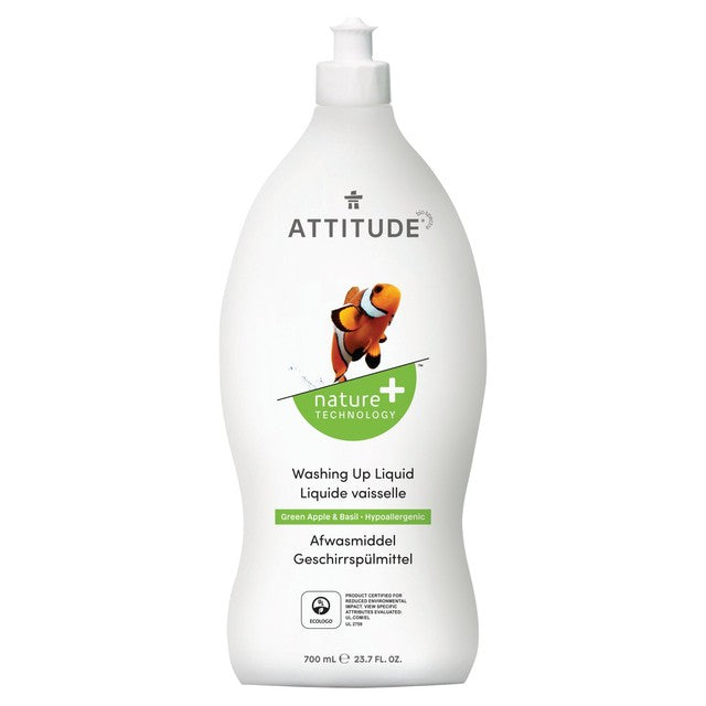 Attitude Green Apple & Basil washing up liquid 700ml - British product
