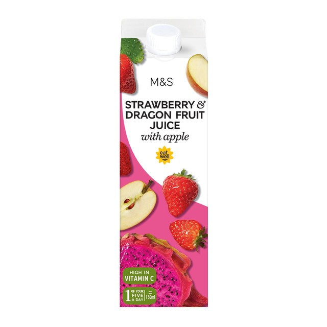 M&S strawberry & dragon fruit juice 1L, imported from the UK