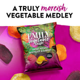 Emily Veg Crisps vegetable crisps with sweet potato, carrot, and beetroot, sharing bag - British product