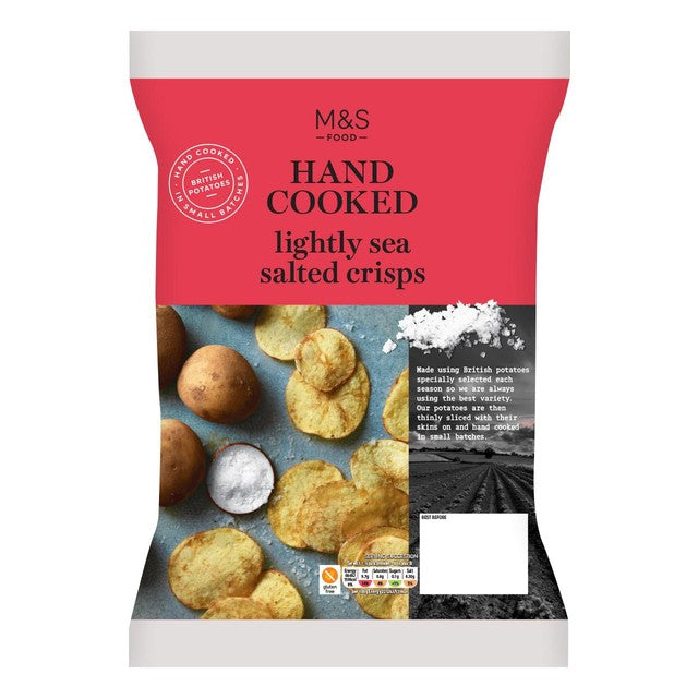M&S lightly sea salted crisps 150g, imported from the UK