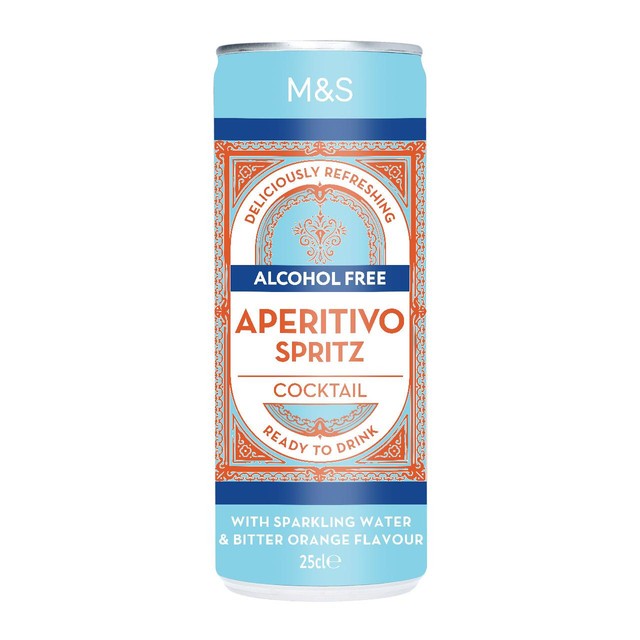 M&S bitter orange spritz cocktail 250ml can, imported from the UK
