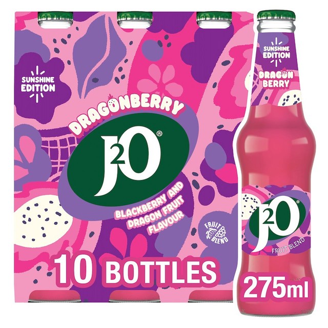 J2O Dragonberry apple and blackberry soft drink 10 x 275ml, UK version
