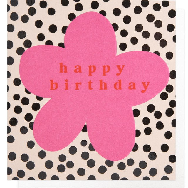 Caroline Gardner pink flower birthday card 146x140mm - British product