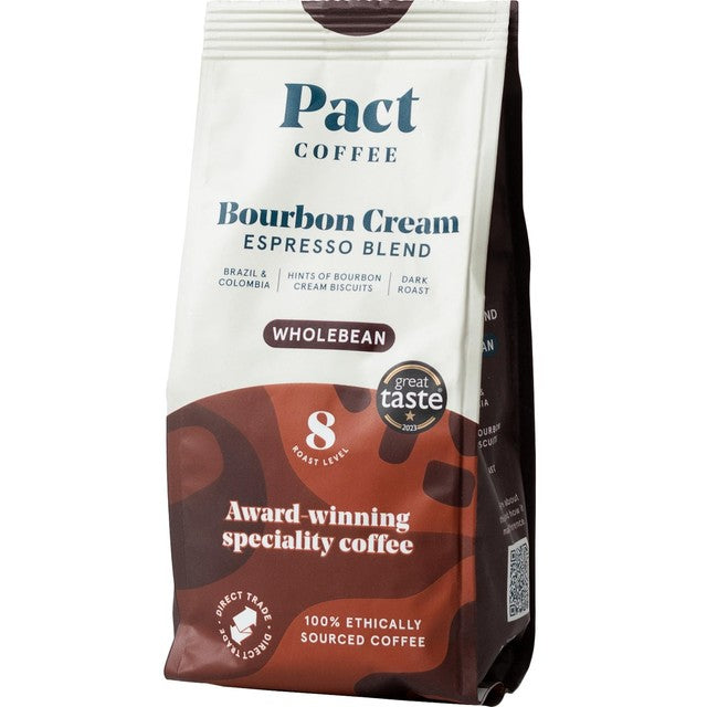 Pact Bourbon Cream espresso whole bean coffee 200g, imported from the UK