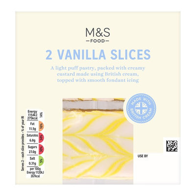 M&S 2 Tranches Vanille Pâtisserie garnie de crème pâtissière 206g