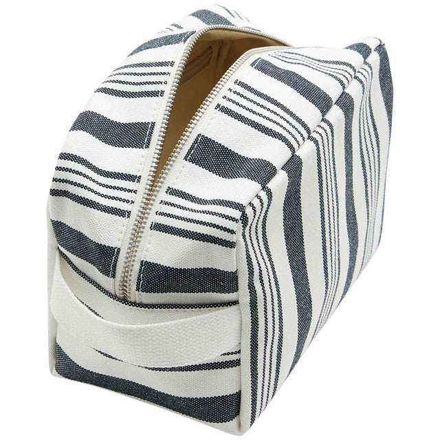 M&S striped canvas washbag navy mix one size, imported from the UK