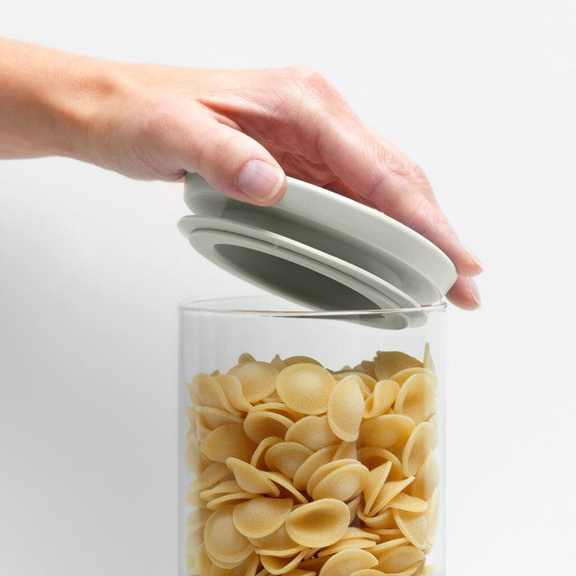 Brabantia glass jars in dark grey, light grey, jade green - British product