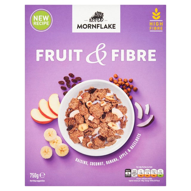 Mornflake Fruit & Fibre cereal 750g, imported from the UK