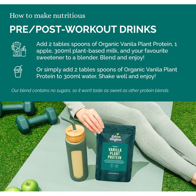 Green Origins vanilla plant protein powder 300g, UK version