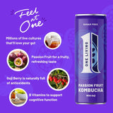 One Living Passionfruit Sugar Free Kombucha 4x250ml, imported from the UK
