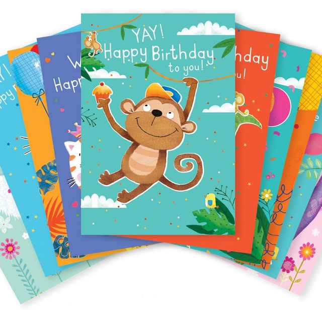 Abacus children's birthday cards mixed pack 10 pack - British product