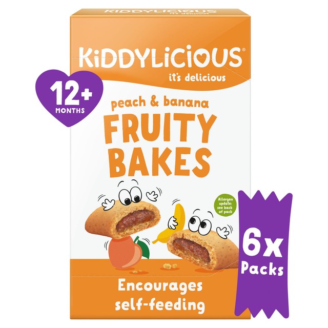 Kiddylicious peach and banana fruity bakes baby snacks 6 x 22g, UK version