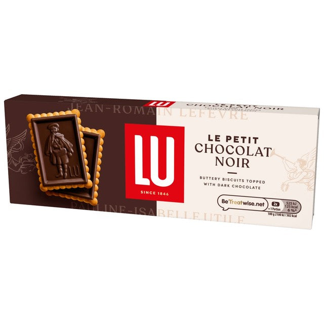 LU Petit Ecolier dark chocolate biscuits, imported from the UK