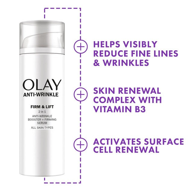 Olay Anti-Wrinkle 2-in-1 Day Cream and Serum 50ml, imported from the UK
