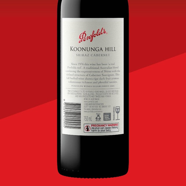 Penfolds Koonunga Hill Red Wine 75cl, imported from the UK