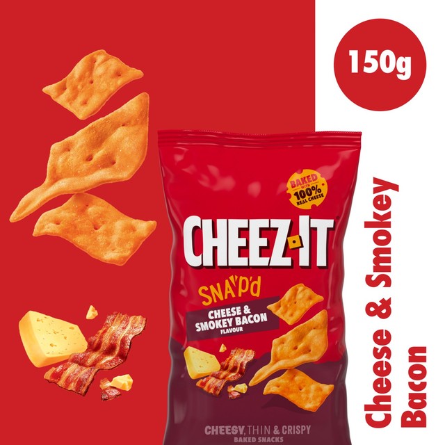 Cheez-It Cheese & Bacon sharing crisps, imported from the UK