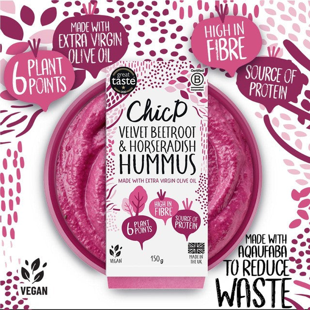 ChicP beetroot and horseradish hummus 150g - British product