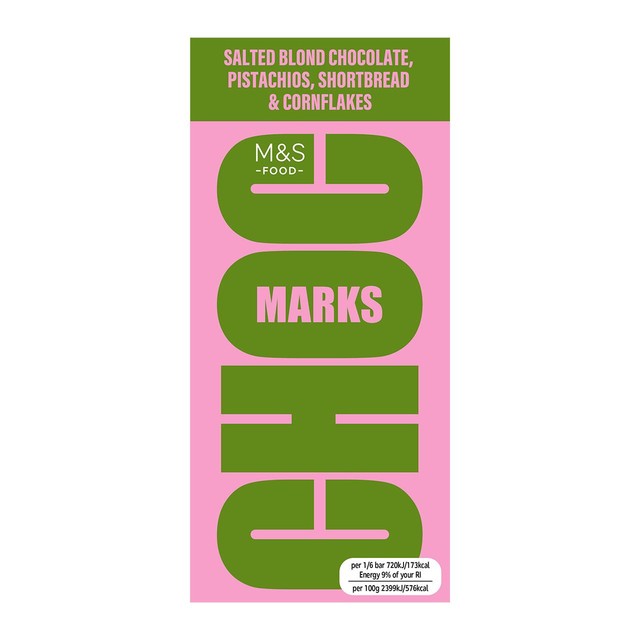 M&S white chocolate bar with pistachios 180g, imported from the UK